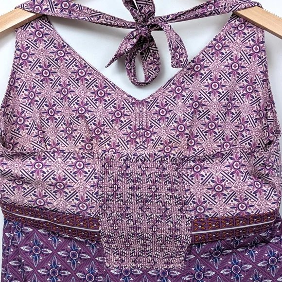Athleta Pack Everywhere Halter Dress Athleisure Mixed Print Purple size 12 Tall - Picture 6 of 16